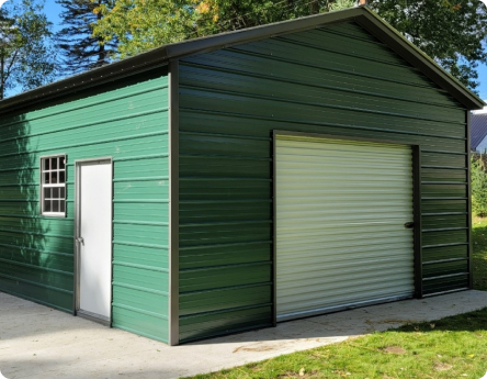 small metal storage building