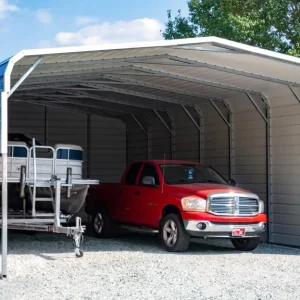 24x35x9 Partially Enclosed Regular Roof Carport