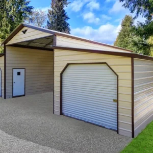 35X30X12/8 With 10 Wide Lean-To Vertical Roof Metal Barn