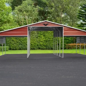 36X25X12 With 12 Wide Lean-To Boxed Eave Roof Metal Barn