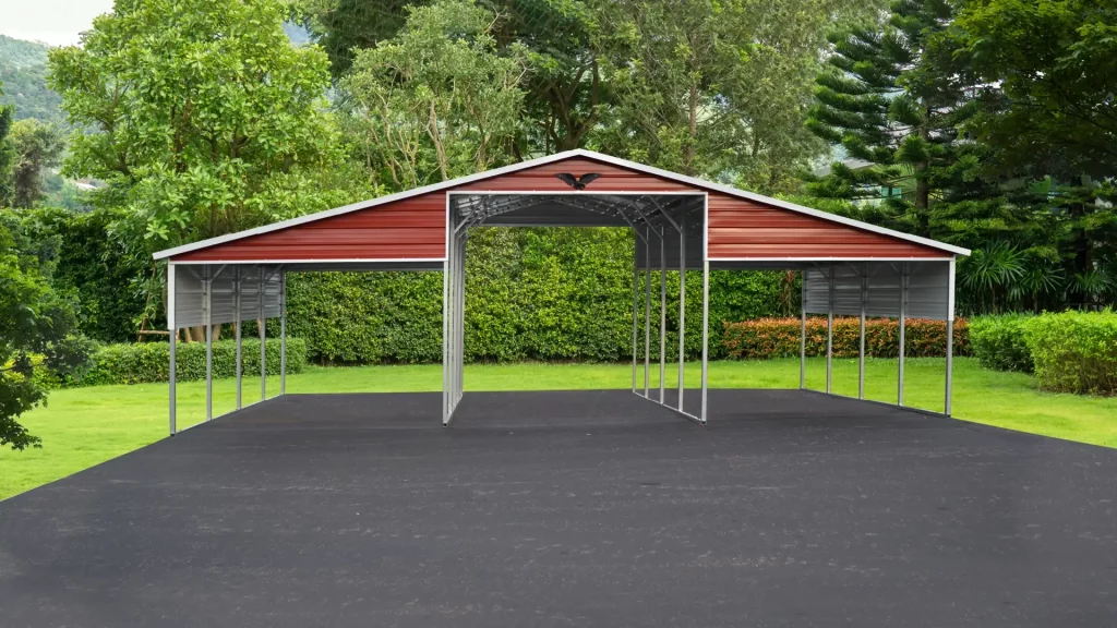 36X25X12 With 12 Wide Lean-To Boxed Eave Roof Metal Barn
