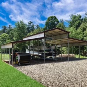 38X25X12/8 With 12 Wide Lean-To Vertical Roof Metal Barn