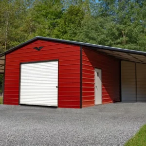 42X20X10/7 With 12 Wide Lean-To Vertical Roof Metal Barn