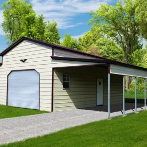 42X30X12/8 With 12 Wide Lean-To Vertical Roof Metal Barn