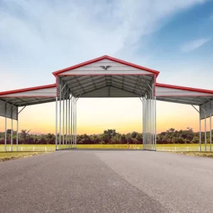 42X35X14/10 With 12 Wide Lean-To Vertical Roof Metal Barn