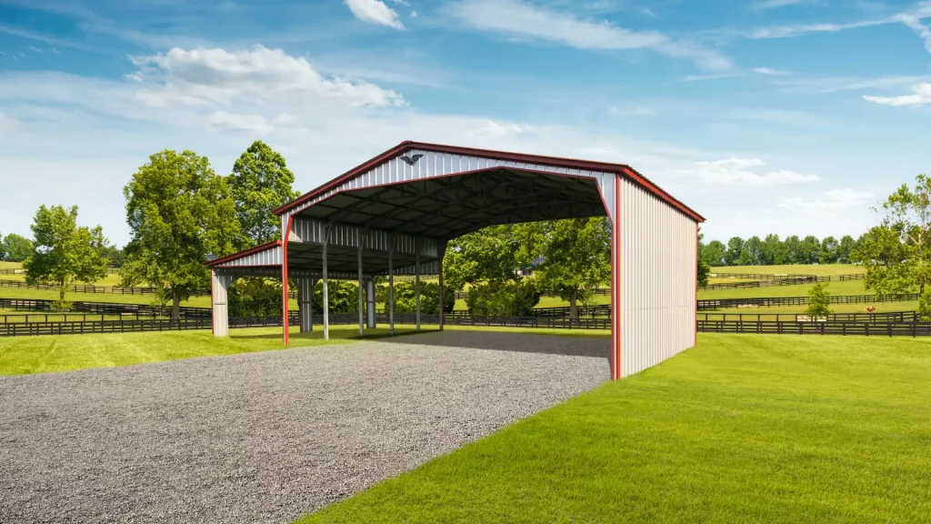 44X25X14/9 Vertical Roof Metal Commercial Building With 12 Wide Lean-To