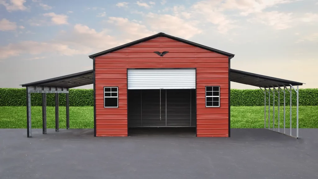 44X30X12/8 Vertical Roof Metal Barn With 12 Wide Lean-To
