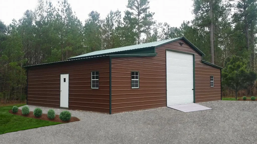 44X30X12 Vertical Roof Metal Barns With 12 Wide Lean-To 12FT
