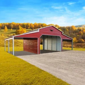 46X20X12 Boxed Eave Roof Metal Barn With 12 Wide Lean-To