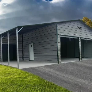 48X30X11 With 12 Wide Lean-To 12 Ft. Boxed Eave Roof Metal Barn