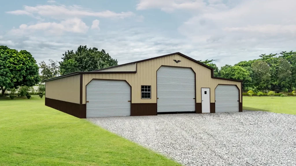 48X50X13 Vertical Roof Metal Barns With 12 Wide Lean-To 12FT