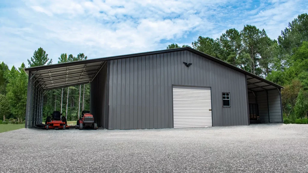 56X30X12/9 Vertical Roof Metal Barn With 12 Wide Lean-To