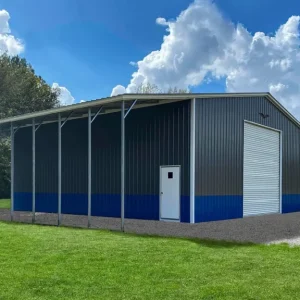 60X40X15 Vertical Roof Metal Barn With 12 Wide Lean-To
