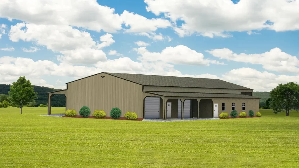 64X80X14 Vertical Roof Metal Barn With 12 Wide Lean-To 12FT